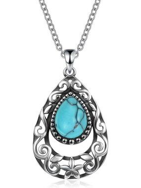 Turquoise Statement Necklace for Women, Solid Sterling Silver Western Style